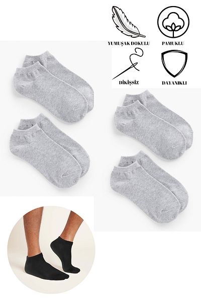 Fs Fresh Socks 4 чифта мъжки безшевни памучни чорапи до глезена от пениран памук