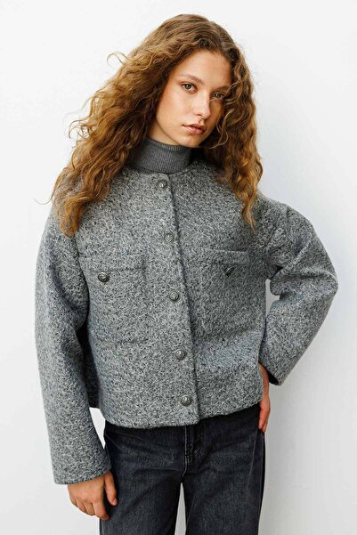 Hooopstore Антрацитова куртка з античними металевими ґудзиками