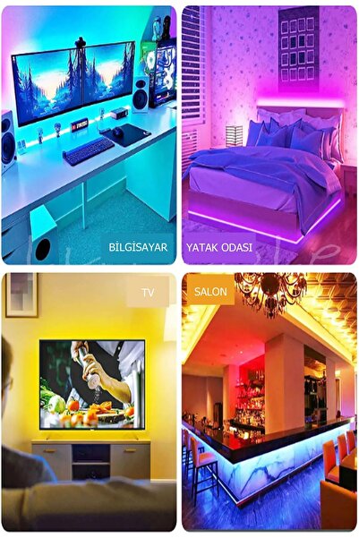 woodhub Sese Ve Müziğe Duyarlı Tv Arkası Rgb Şerit Led Tak Çalıştır 3 Metre