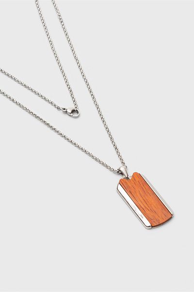 So CHIC... 60 cm Steel Men's Necklace with Sandalwood Detail