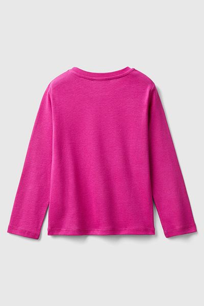 Benetton تي شيرت بناتي بأكمام طويلة باللون الأرجواني
