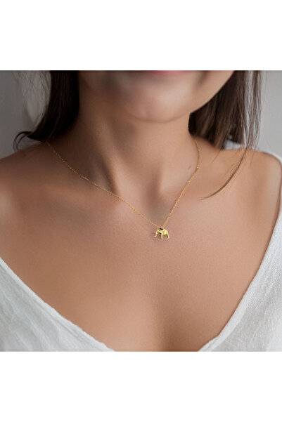 İNDİGO TAKI Sade Minik Fil Altın Kaplama Gümüş Kolye