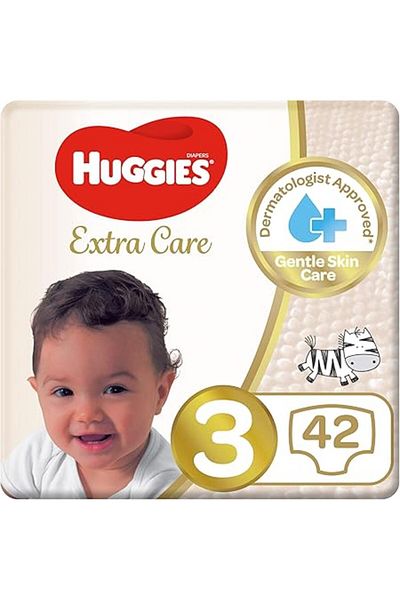 Huggies Extra Care, Size 3, 4 - 9 kg, Value Pack, 42 Diapers