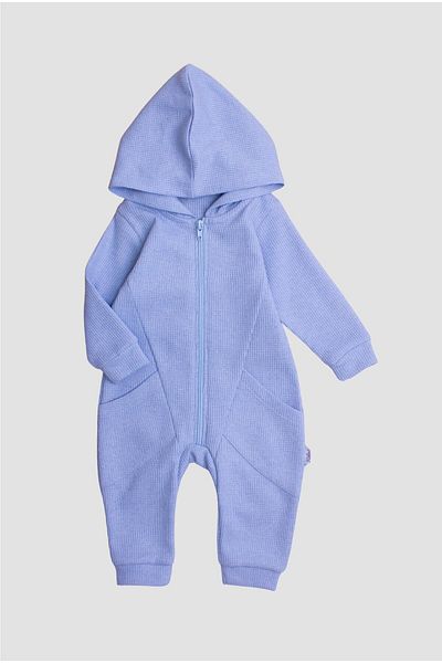 Chicsy Baby Waffle Image Sweet Zipper Closure Pocket Hooded Cotton Baby Romper