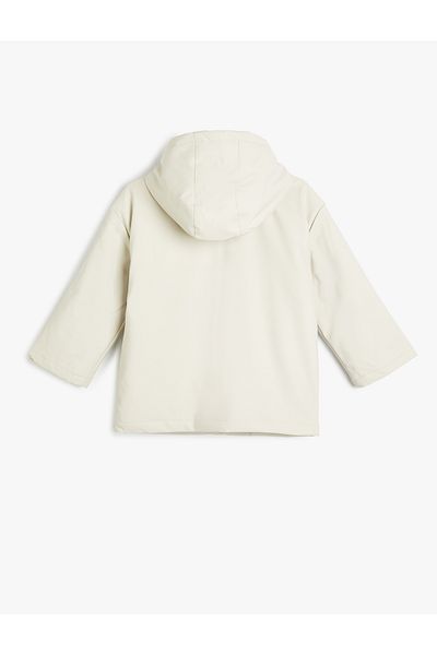 Koton Clamshell Pocket Zipper Closure Hooded Raincoat