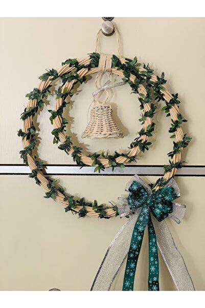 Genel Markalar Rattan Bambu Kapı Süsü Yeni Yıl Çelengi Dekor 25cm