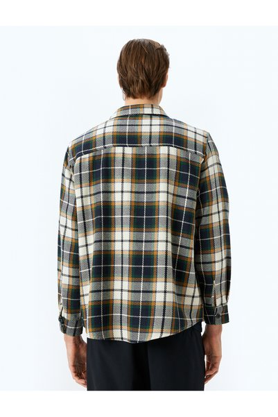 Koton Long Sleeve Cotton Blend Pocket Detailed Plaid Lumberjack Shirt