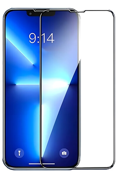 Fibaks Iphone 13/13 Pro/14/16e Uyumlu Tam Kaplayan Siyah Çerçeveli Tamperli Cam Ekran Koruyucu