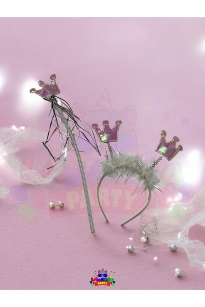 LASAGNA STORE Σετ Στέμμα και Ράβδος Βασίλισσας Λευκό