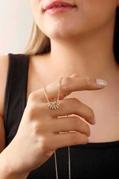 SUNSHINE 925 Ayar Gümüş, Gold Kaplamalı Güneş Işığı Kolye