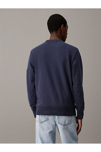 Calvin Klein Crew Neck Navy Blue Men's Sweatshirt J30J 323426 Ppk Badge Crew Neck