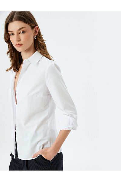 Koton Regular Fit Cotton Blended Long Sleeve Classic Shirt