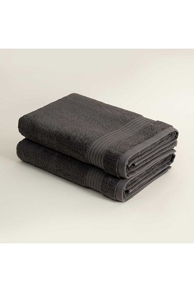 Ecocotton Σετ πετσετών μπάνιου Venus 2 τεμαχίων - 100% οργανικό βαμβάκι, ριγέ περιγράμματα, ανθρακί, 80x150 cm