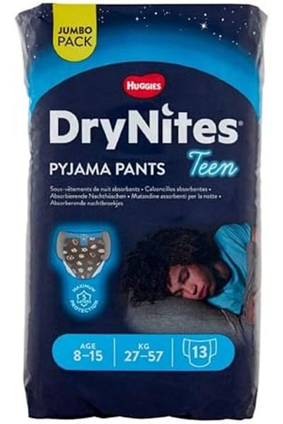 Huggies DryNites Pyjama Pants, 8-15 years, Bed Wetting Diaper, Boys, 27-57 kg, Jumbo Pack, 13 Pants