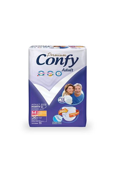 Confy Adult Premium Adult Panty Diapers Medium Medium Size 26 Pieces