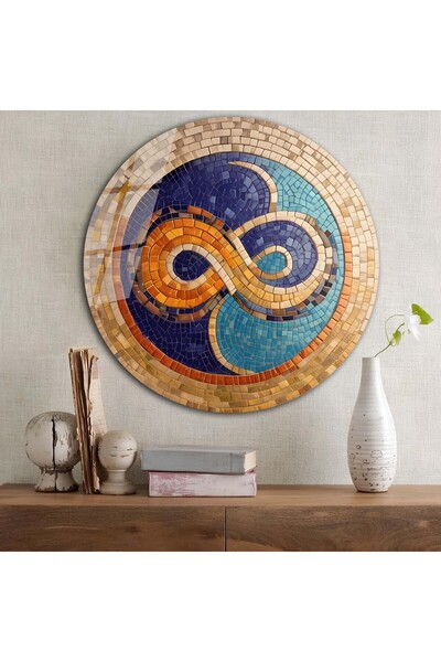 bestdecor Mozaik Desen Yuvarlak Cam Tablo | Hediyelik, Dekoratif, Ofis, Mutfa...