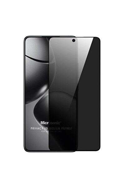 Microsonic Xiaomi 14T Pro Privacy 5D Gizlilik Filtreli Cam Ekran Koruyucu Siyah