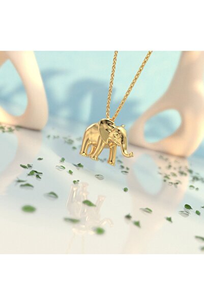 İNDİGO TAKI Sade Minik Fil Altın Kaplama Gümüş Kolye