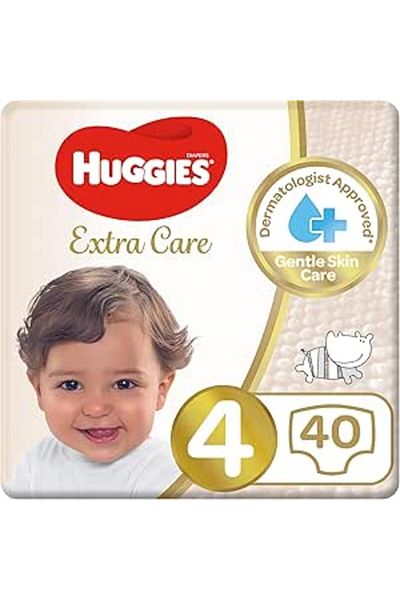Huggies Extra Care, Size 4, 8 -14 kg, Value Pack, 40 Diapers