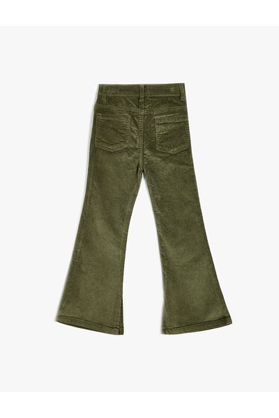 Koton Khaki Girl's Canvas Trousers - 5Wkg40035Aw