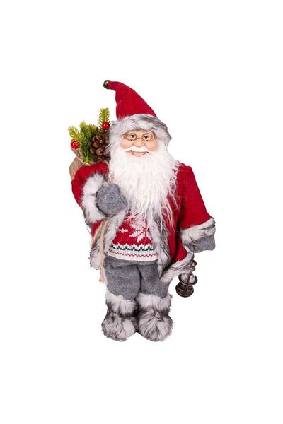 ÇIRPAN EV Δώρο Herdekora Santa Claus - Γκρι παντελόνι με σάκο, κόκκινο-γκρι 45 εκ.