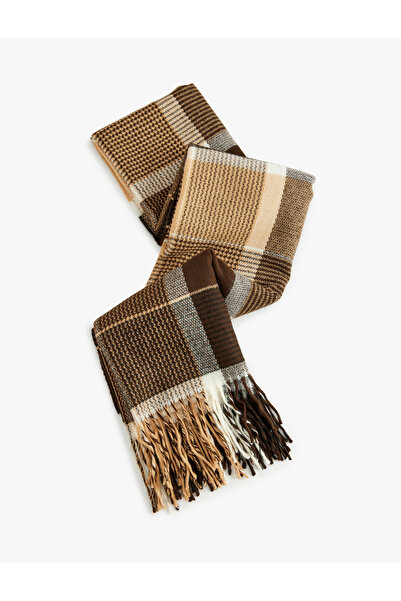 Koton Φούντες καρό μακρύ φουλάρι