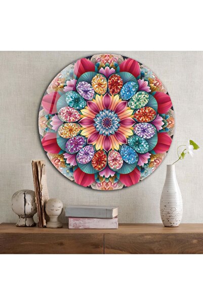 bestdecor Okrugli stakleni sto s temom apstraktnog cveća 63| Poklon, Dekorati...