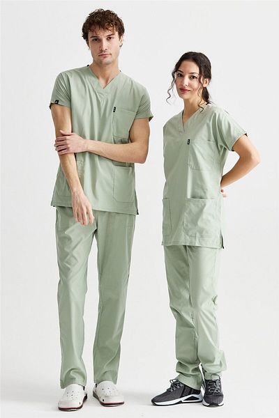 Çatı Medikal Ultralycra Basic - Set de tricou pentru scrub pentru doctor și asistentă din Lycra, uniformă chirurgicală (UNISEX), Su Ye