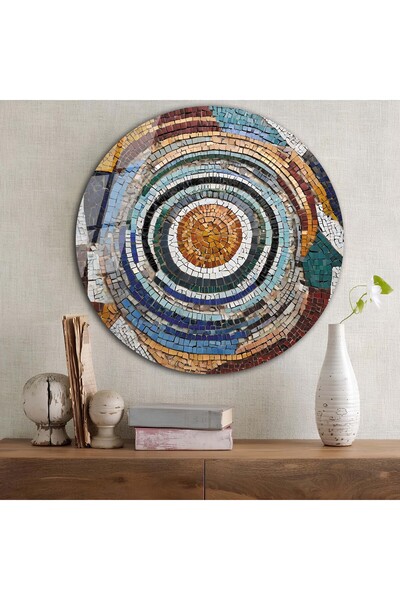 bestdecor Mozaik Desen Yuvarlak Cam Tablo | Hediyelik, Dekoratif, Ofis, Mutfa...