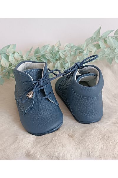 Hodore Blue Genuine Leather Baby Denim Boots