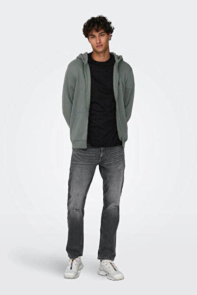 Only & Sons Πράσινο ανδρικό φούτερ με κουκούλα - Onsceres Zip Thr 22018684