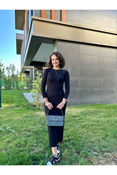 Butik Μαύρο φόρεμα με μακρύ μανίκι με απαλή αφή