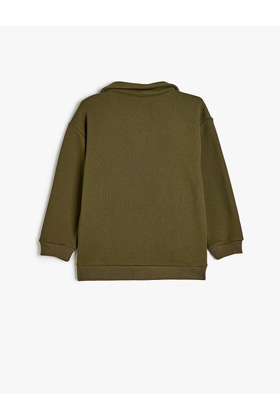 Koton Printed Polo Neck Sweatshirt - Long Sleeve and Raster
