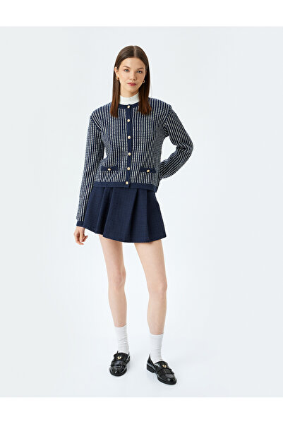 Koton Bisiklet Yaka Düğmeli Cep Detaylı Crop Hırka