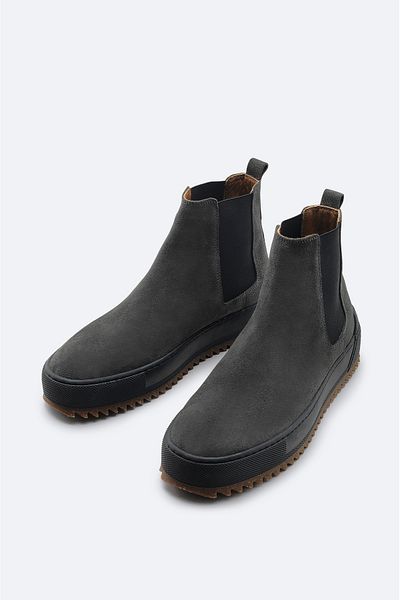 Avva Men's Anthracite 100% Suede Leather Flexible and Durable Light Thermo Sole Chelsea Boots B 008009