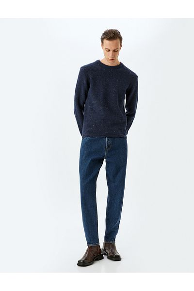 Koton Basic-Strickpullover mit Rundhalsausschnitt und Viskose-Mischung