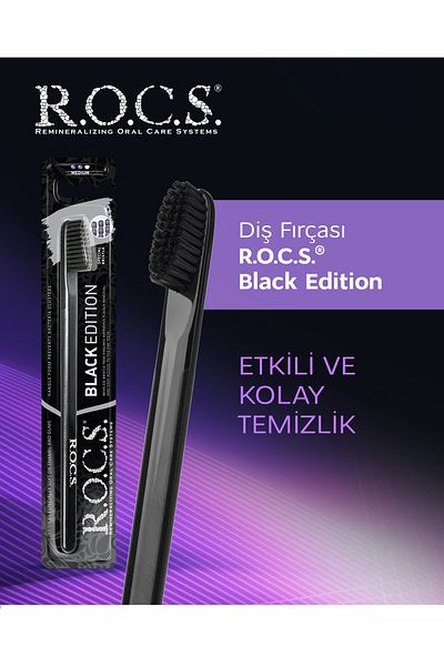 R.O.C.S. Black Edition Whitening Toothbrush Black Bristle