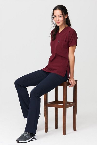 Çatı Medikal Ultralycra Harmony - Set de tricou pentru femei Lycra (Doctor Nurse), Burgundy/Laci