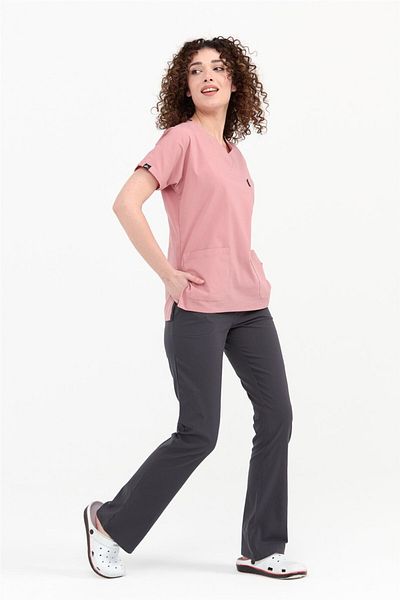 Çatı Medikal Ultralycra Harmony/spaniard - Costum de uniformă Doctor Nurse din Lycra (FEMEI), Bronz Roz/antracit