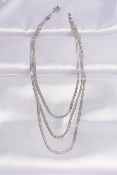 AfraBeauty 316L Steel Italian Chain Silver Color Multiple Necklace