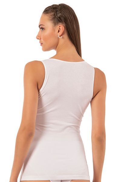 ÖZKAN underwear Özkan 25359 Women's Cotton Single Jersey Flexible Comfortable Soft V-Neck Lace Detailed Thick Strap Undershirt