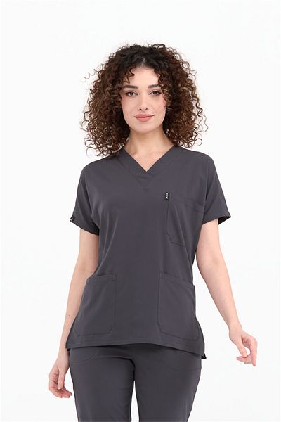 Çatı Medikal UltraLycra Spaniard - Lycra Doctor Nurse Scrubs Μονόχρωμο Χειρουργικό Τζέρσεϊ (ΓΥΝΑΙΚΕΙΟ), Ανθρακί
