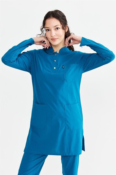 Çatı Medikal UltraLycra Modest - قميص علوي واحد من الليكرا للطبيب والممرضة، أ...