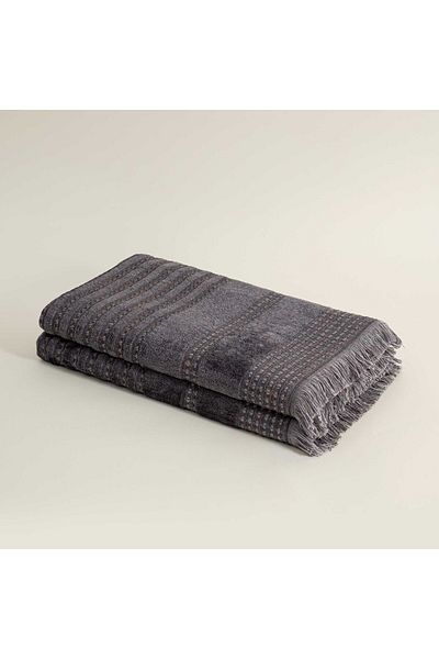 Ecocotton Zeus 2 Piece Bath Towel Set - 100% Organic Cotton, Anthracite, 70X150 cm