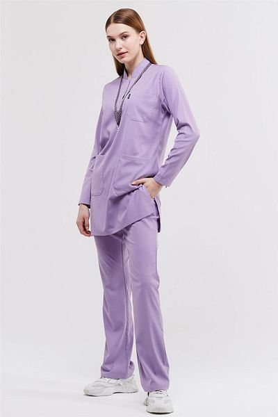 Çatı Medikal Happiness Modest - Set de jerseu hijab din Lycra, uniformă pentru scrub pentru doctor asistentă și set chirurgical, liliac