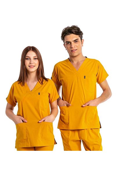 Çatı Medikal Ultralycra Basic Unisex Safran - Tricou chirurgical din Lycra pentru doctori și asistente