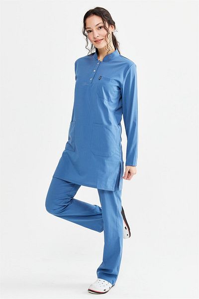 Çatı Medikal Ultralycra Modest Indigo - Set Hijab Lycra Doctor Asistentă