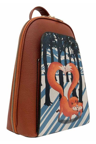 Dogo Γυναικείο Vegan Δερμάτινο Καφέ Casual Backpack - Cuddling Season Design