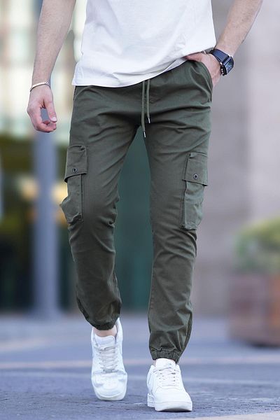 Madmext Khaki Cargo Pocket Jogger Trousers 5647