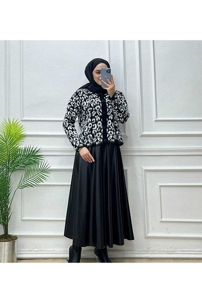 Lamierra Cardigan de tricotaj cu model leopard Yumoş - cu nasturi